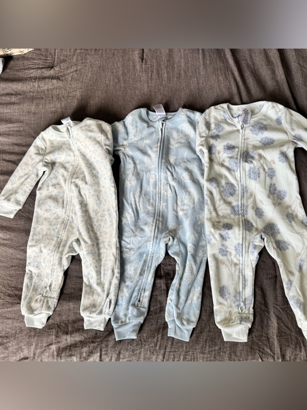 3-Pack Kids Light Blue and Cream Footed Sleepers - Gerber, 18 month